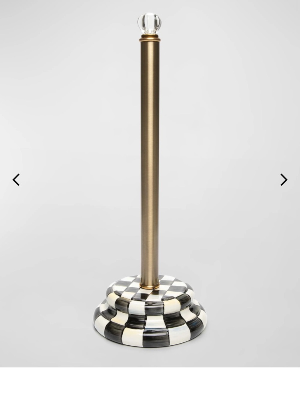 Checkerboard Ceramic Base Paper Towel Holder with Gold Stem